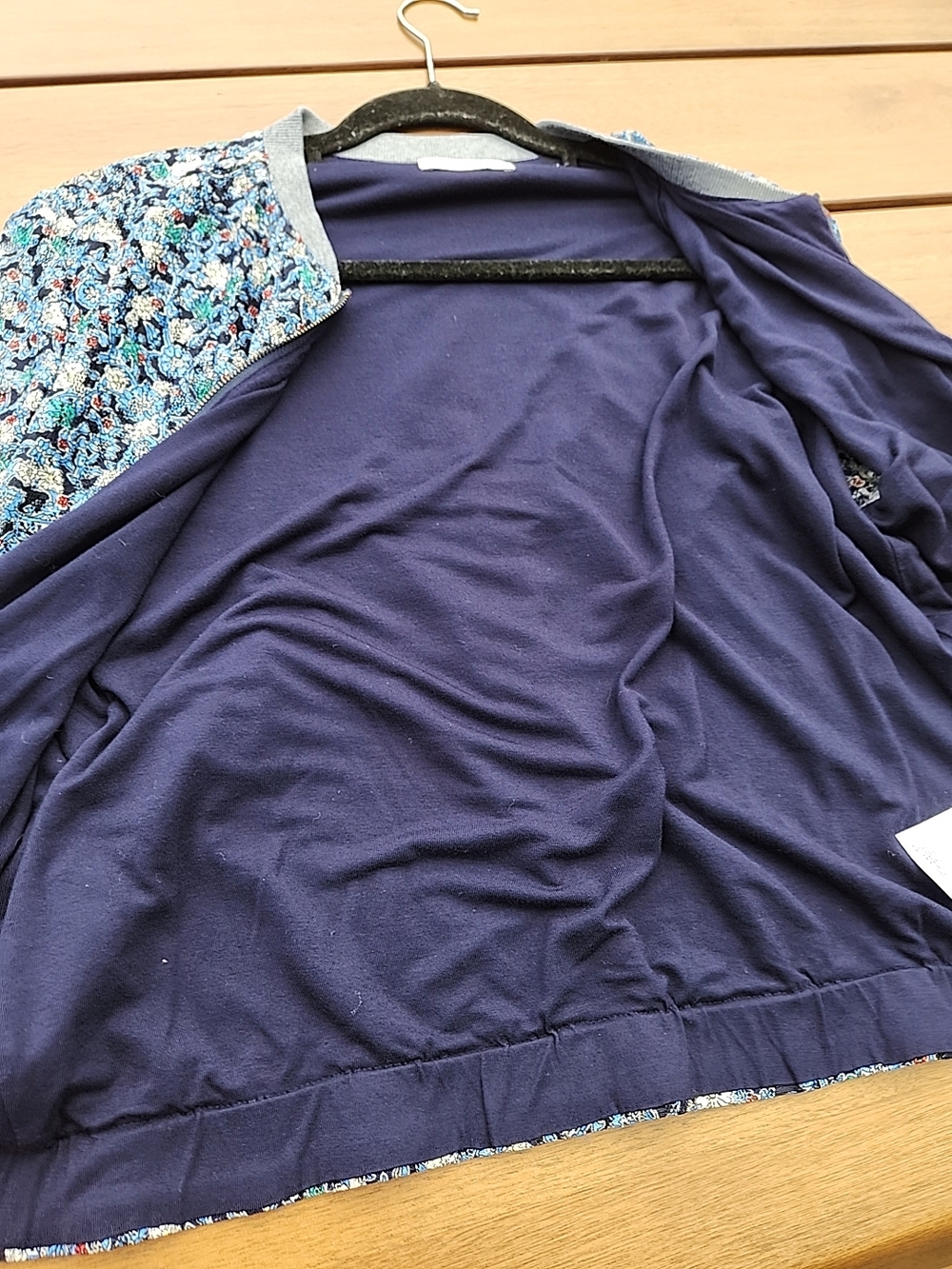 Edc Floral Blue Zip-Front Pea Coat - Picture 7 of 11